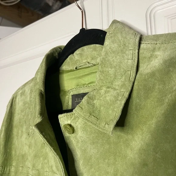 Vintage Y2K Green Suede Leather Button Down Shirt - Picture 6 of 14